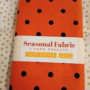 Seasonal Fabric Orange with Black Polka Dots